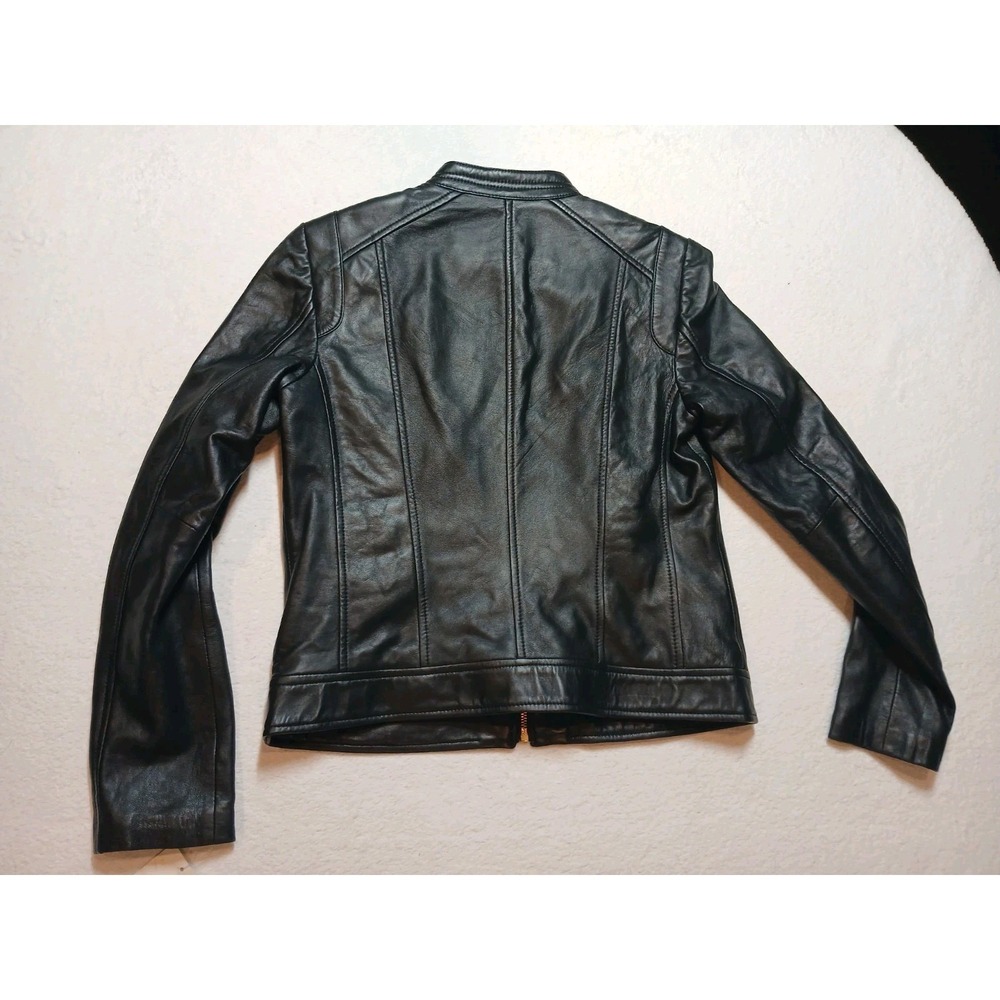 NEW COLE HAAN WOMEN'S 100% LAMB LEATHER BLACK MOTO JACKET SIZE S - Picture 10 of 10